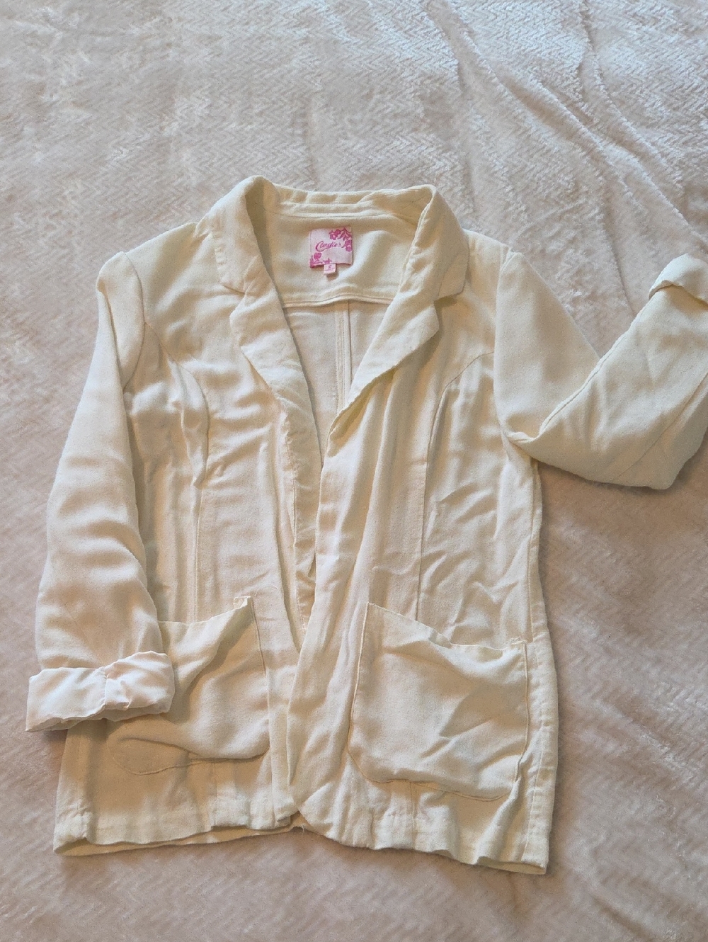 Candie's Cream Lightweight Open Blazer